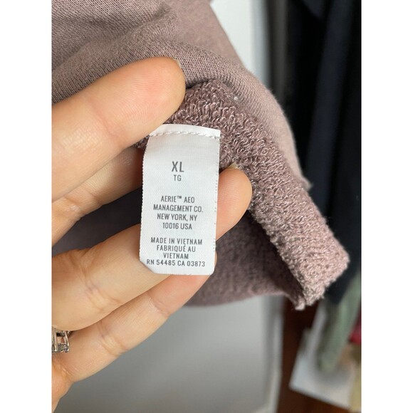 Aerie Sunday Soft Quarter Zip Pullover Brown Taupe Mock Neck Cozy Fleece Size XL - Picture 5 of 5